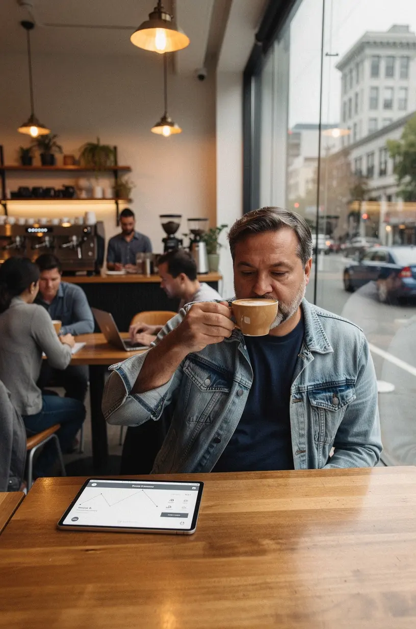 Close-up of a clean, organized workspace featuring a minimalist laptop setup with a simple interface on screen.